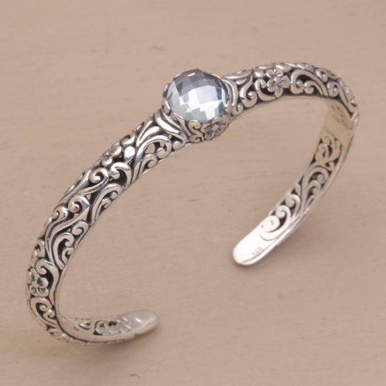 Vintage Zirconia Open Silver Bracelet-Lydieannejewelry