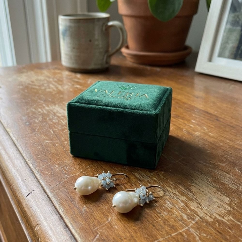 Vintage Aquamarine & Baroque Pearl Earrings