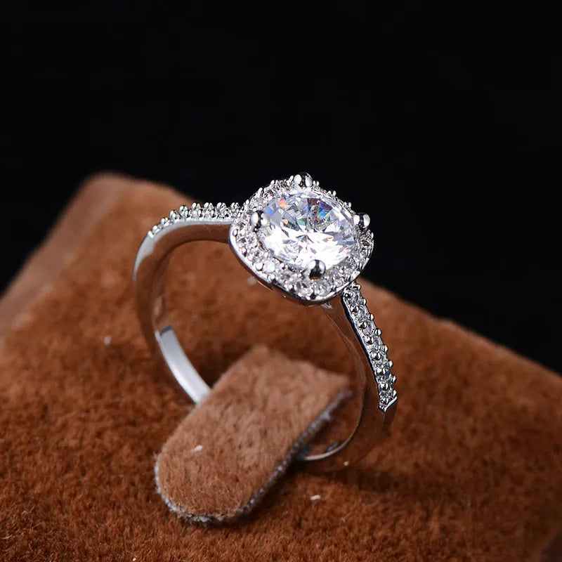 Sparkling Silver Square Ring