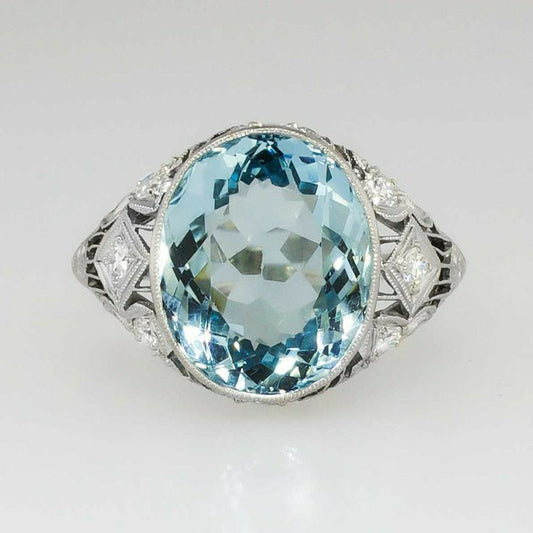 Vintage Glass Blue Ring-Lydieannejewelry