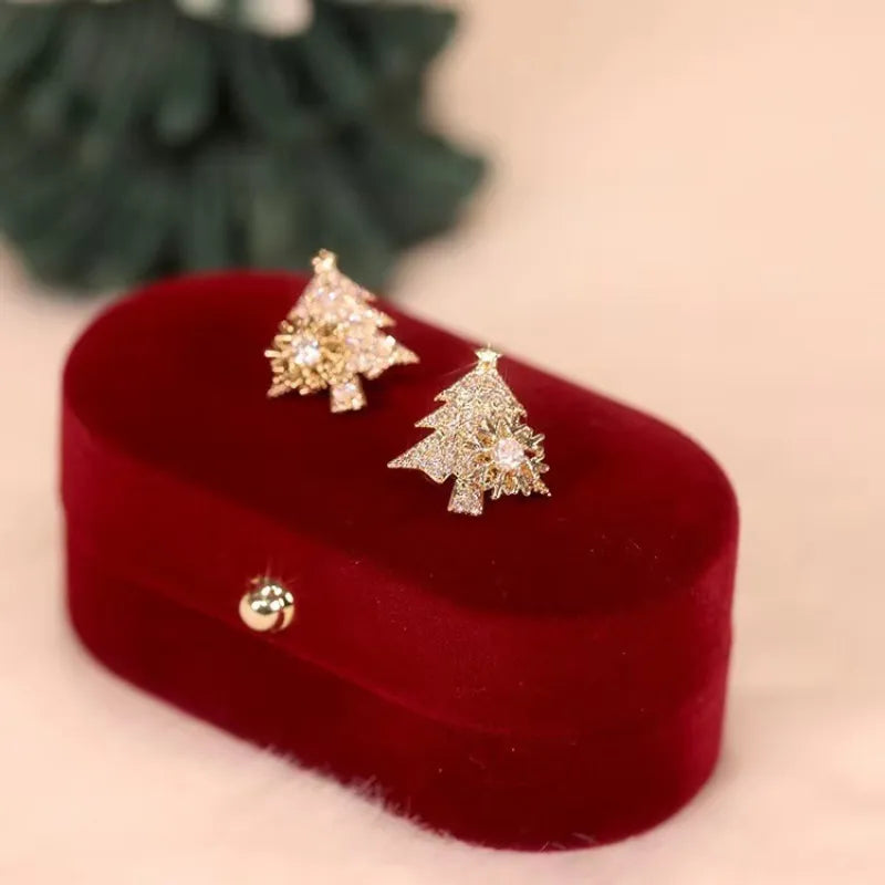 Vintage Christmas Tree Sparkling Earrings
