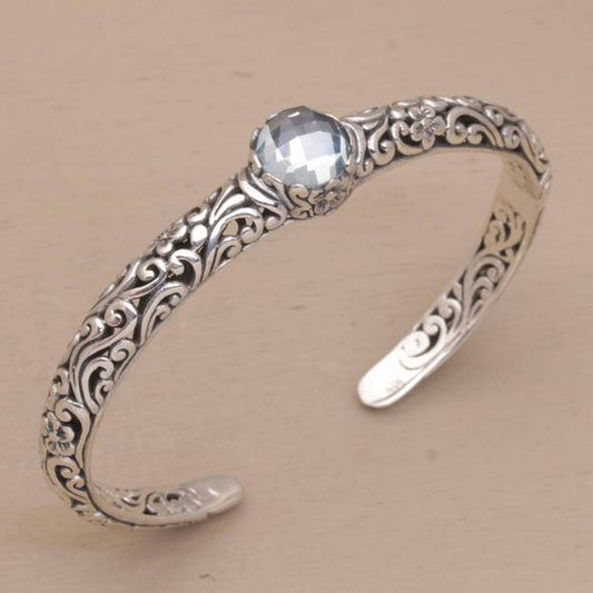 Vintage Zirconia Open Silver Bracelet-Lydieannejewelry