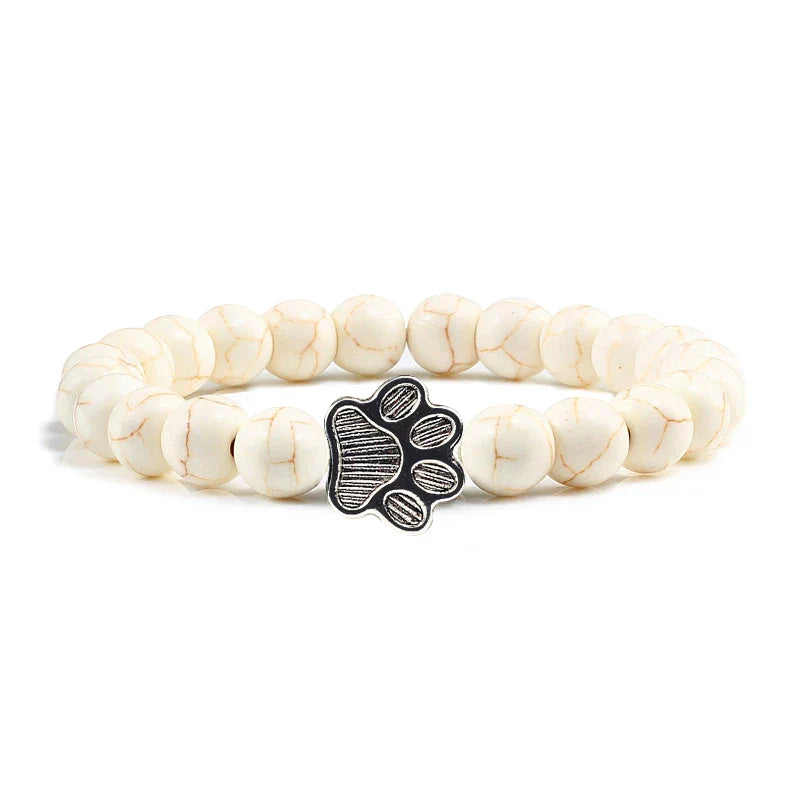 Beaded Paw Bracelet – Natural Stone Design