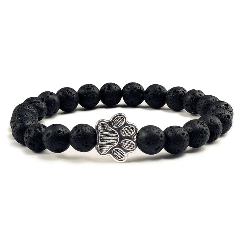 Beaded Paw Bracelet – Natural Stone Design
