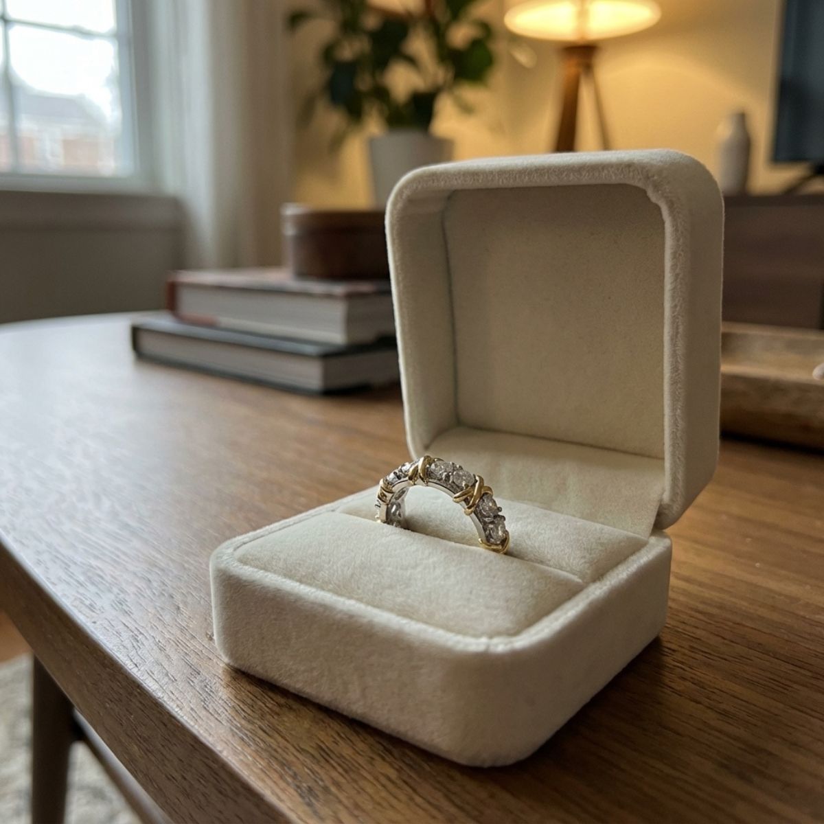 Vintage Elegant Zirconia Gold & Silver Ring