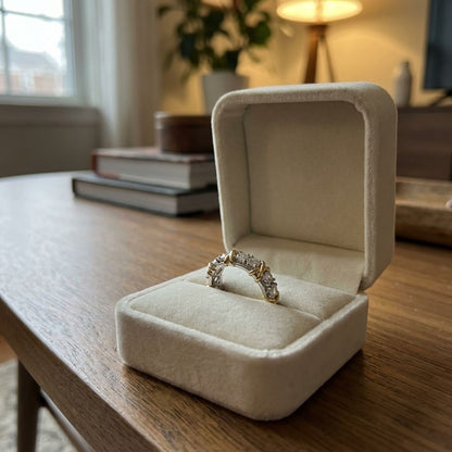 Vintage Elegant Zirconia Gold & Silver Ring