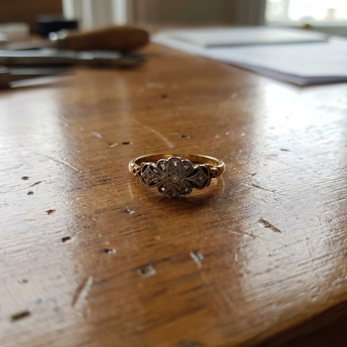Vintage Silver & Gold Mandala Ring