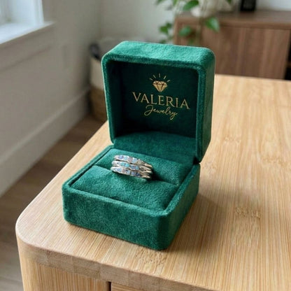 Vintage Layered Blue Stones Silver Ring