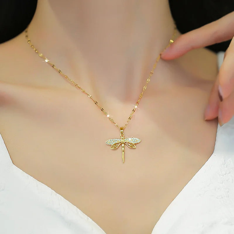 Crystal Dragonfly Necklace – Symbol of Transformation & Beauty