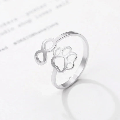 Adjustable Infinity Paw Ring – Stainless Steel