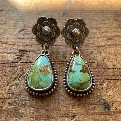 Vintage Old Turquoise Stone Earrings
