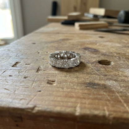 Vintage Silver Triangular Stone Eternity Ring