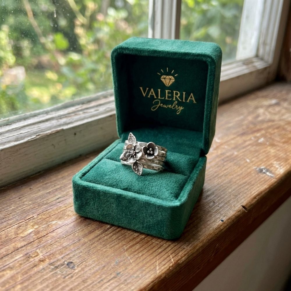 Vintage Flower Silver Layer Ring