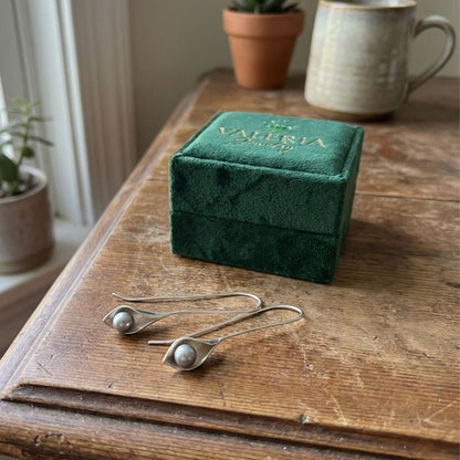 Vintage Leaf & Pearl Earrings