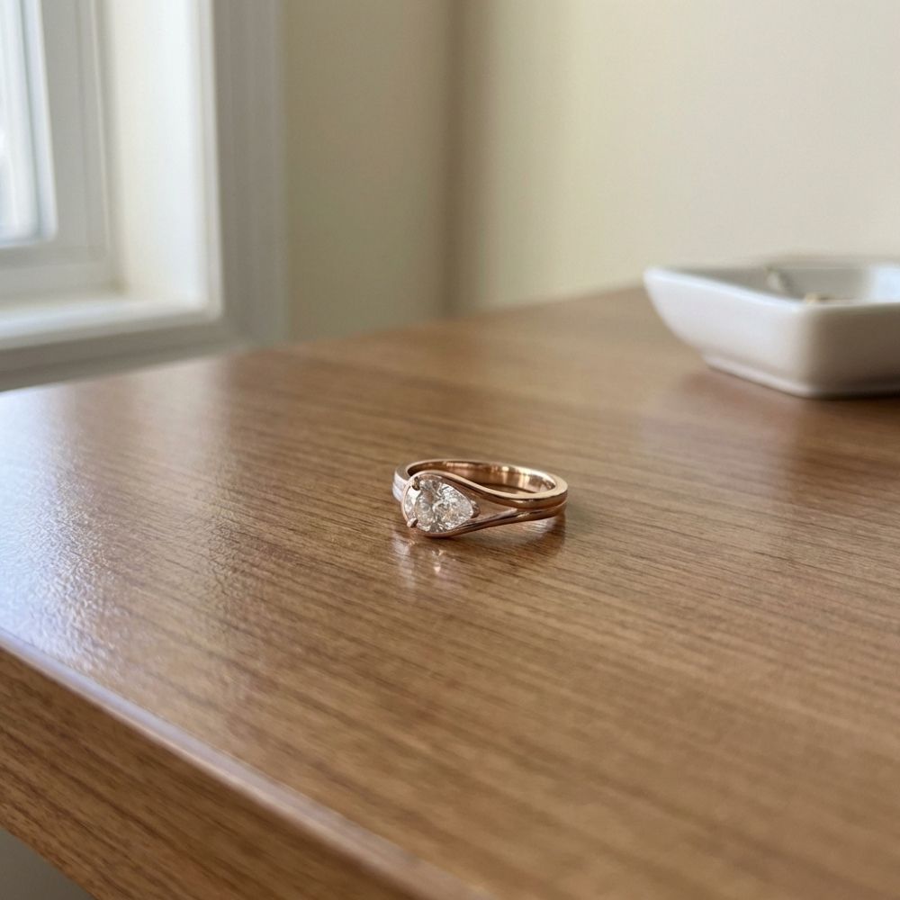 Timeless Rose Gold & Pear-Shaped Solitaire Adjustable Ring