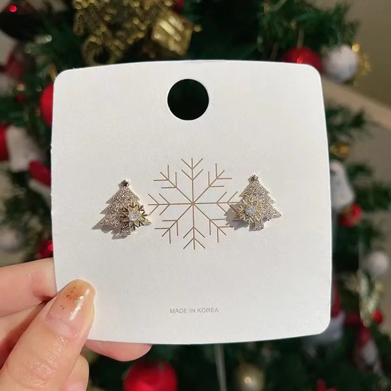 Vintage Christmas Tree Sparkling Earrings