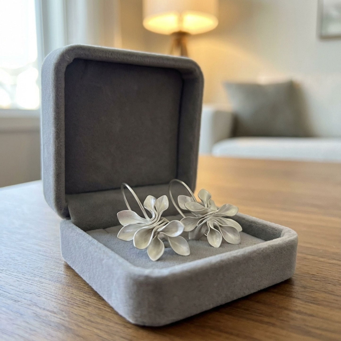 Vintage Irregular Blossom Silver Earrings