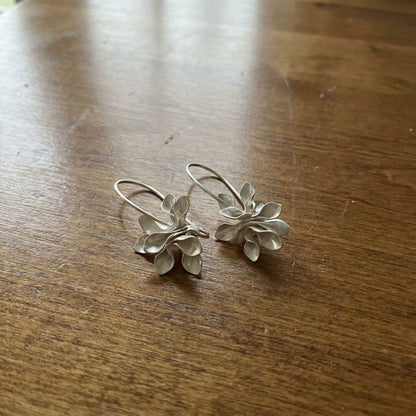 Vintage Irregular Blossom Silver Earrings