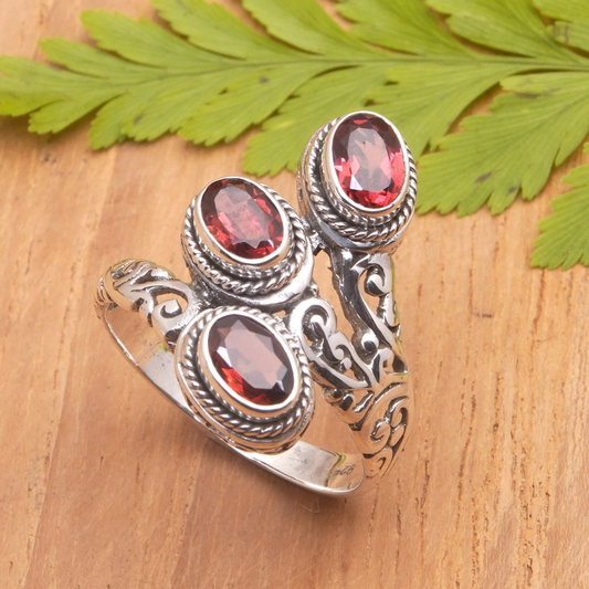 Vintage Open Red Crystal Ring-Lydieannejewelry