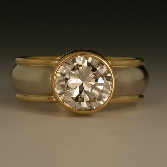 Vintage Inlaid Rounded Bright Stone Ring-Lydieannejewelry