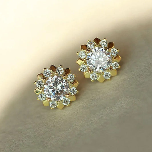 Gold Petal Cluster Earrings-Lydieannejewelry