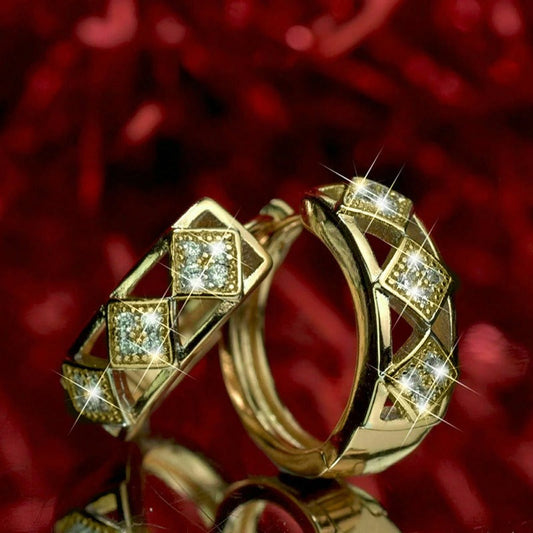Vintage Gold Pave Diamond Earrings-Lydieannejewelry