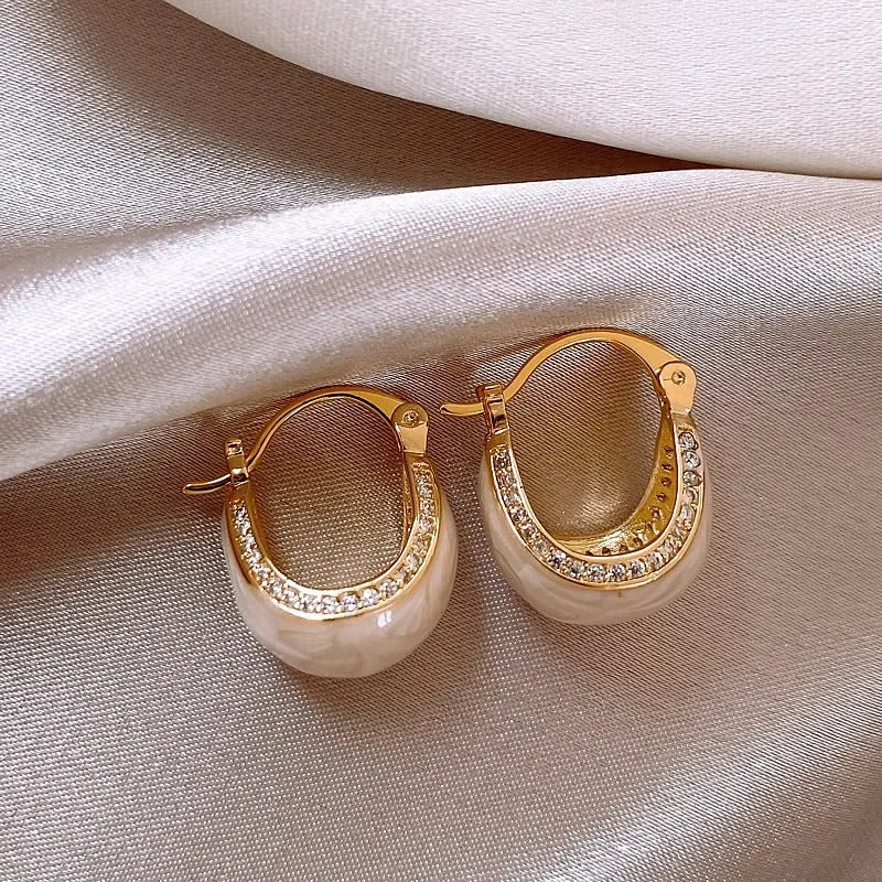 Vintage Gold Hoop Pendant Earrings-Lydieannejewelry