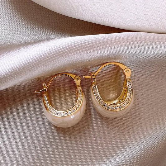 Vintage Gold Hoop Pendant Earrings-Lydieannejewelry