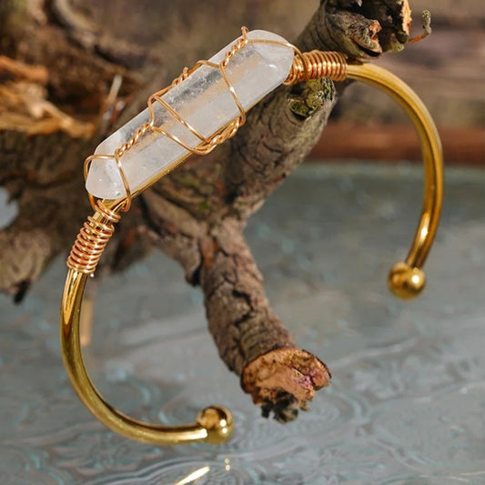 Vintage Gold Wire Wrapped Crystal Bracelet-Lydieannejewelry