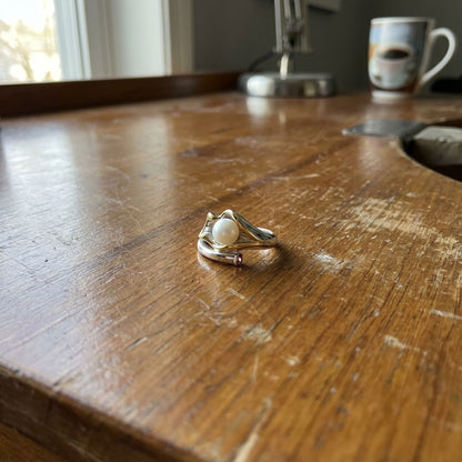 Vintage Gold & Silver Pearl Ring